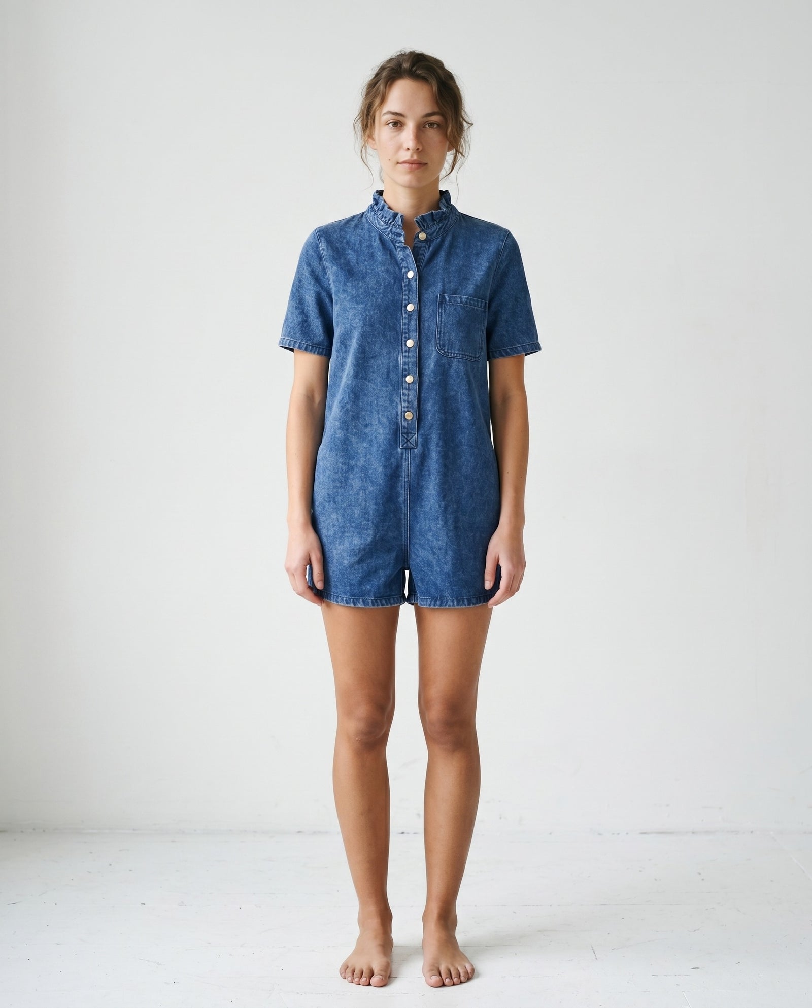 IRIT | Ruffle Short Overalls | Indigo Blue