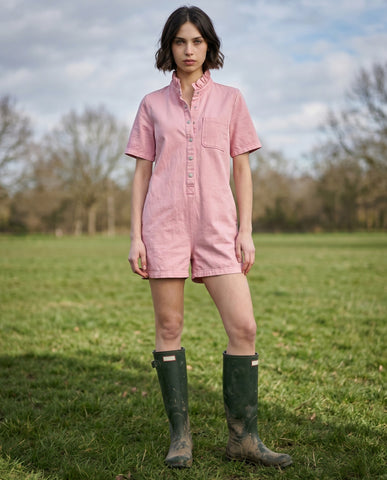 IRIT | Ruffle Short Overalls | Indigo Blue