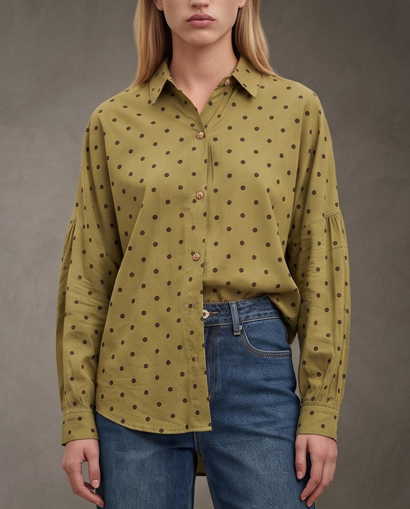 MIA | Polka Dot Fluid Shirt | Olive