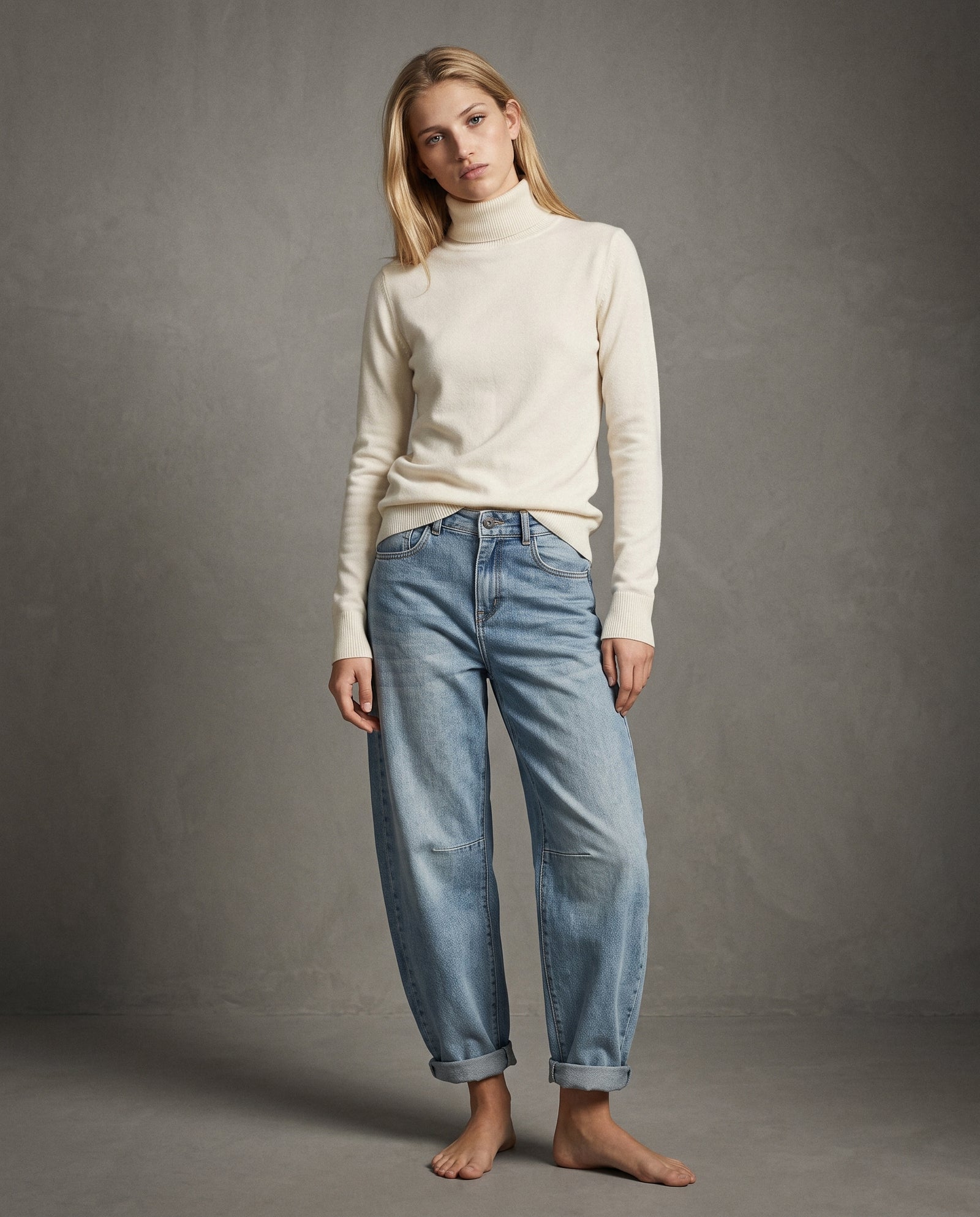 POLINA | Cashmere Enriched Roll Neck | Ecru