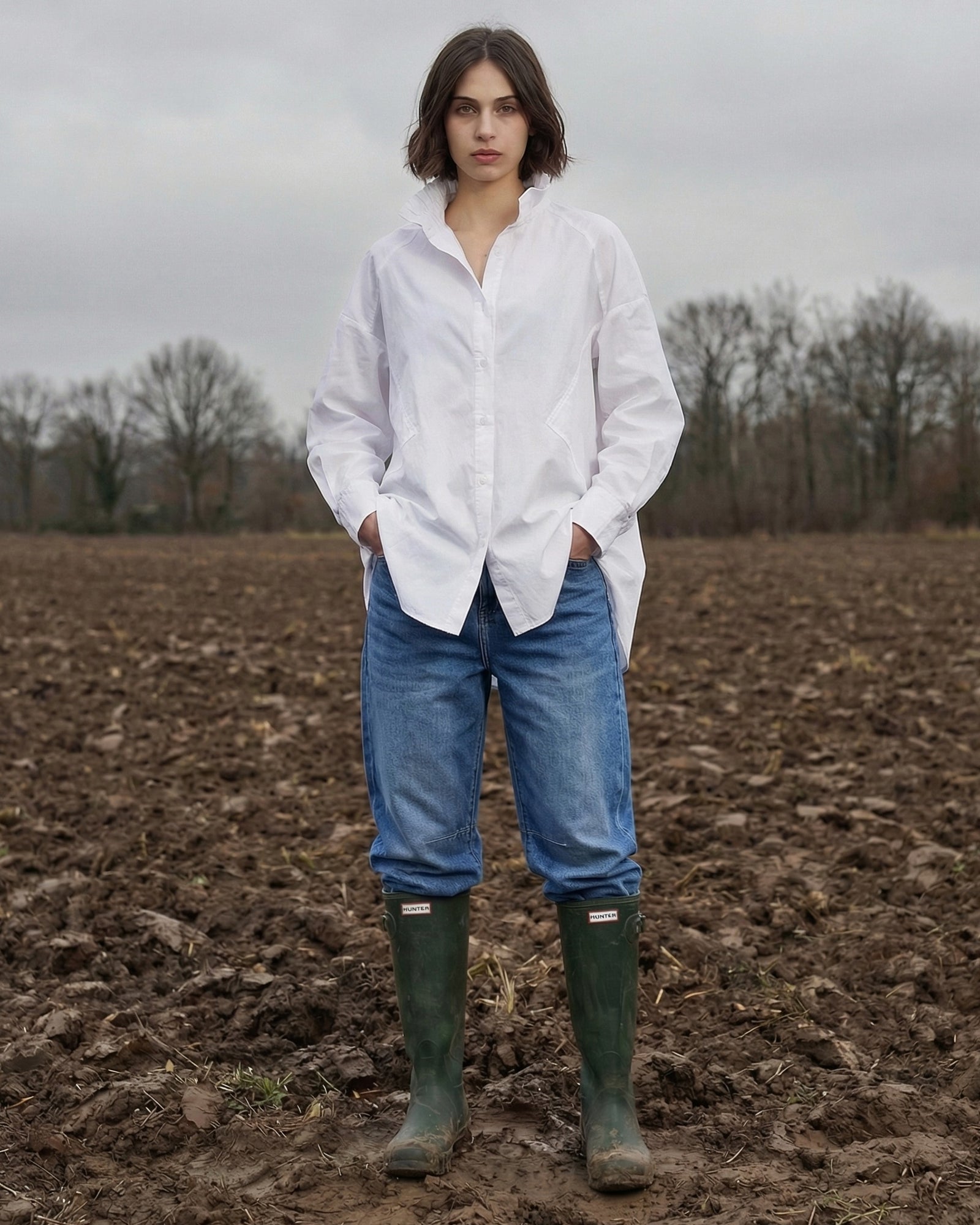 AMALIA | Ruffle Collar Studio Shirt | White