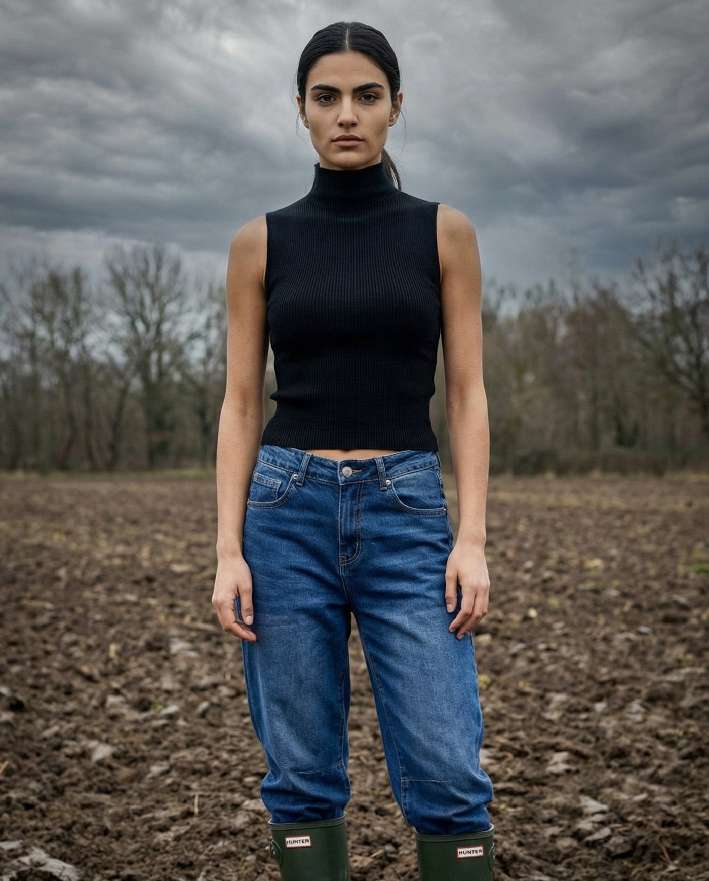 YULIA | Ribbed Knit Tank Top | Black