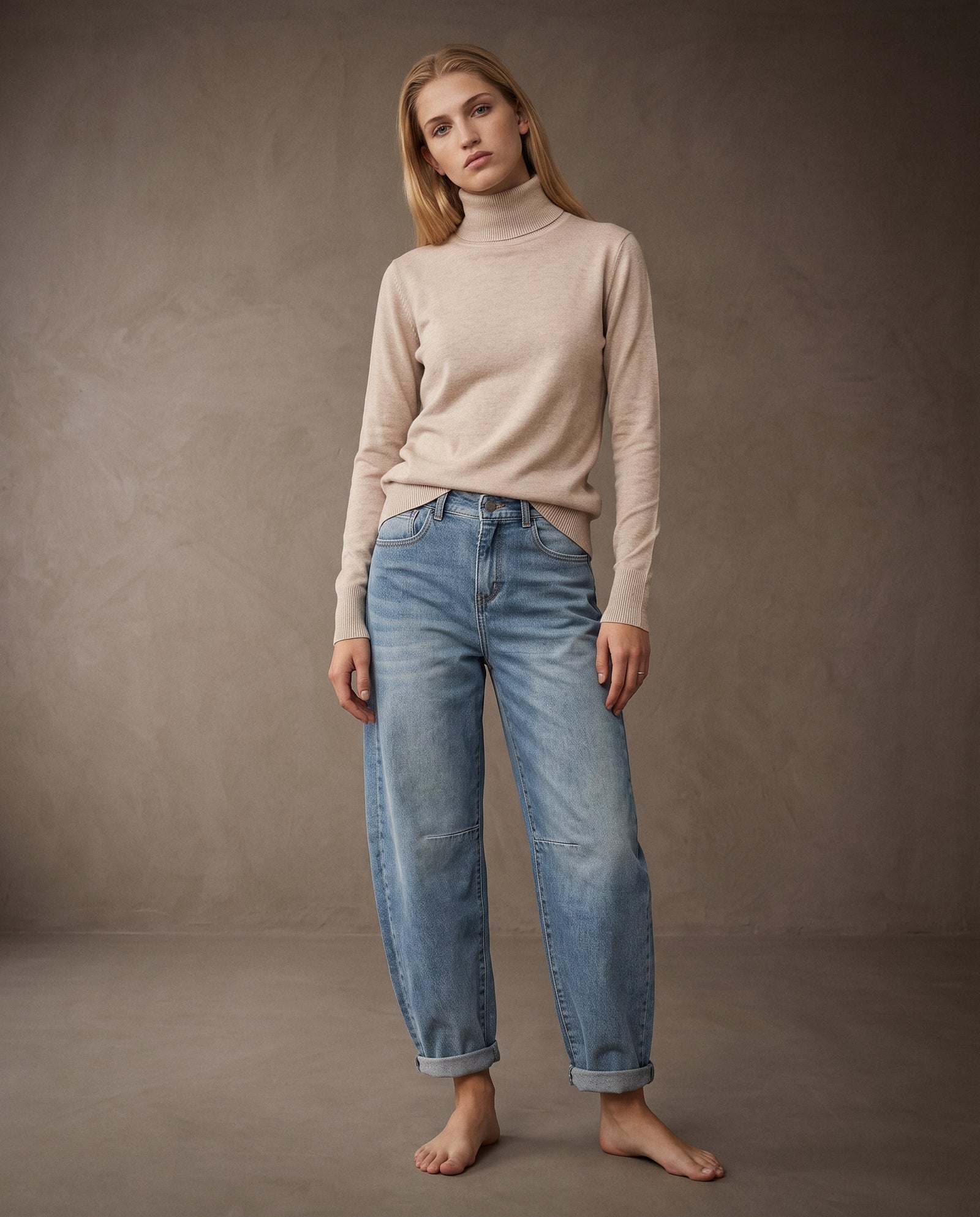 POLINA | Cashmere Enriched Roll Neck | Beige
