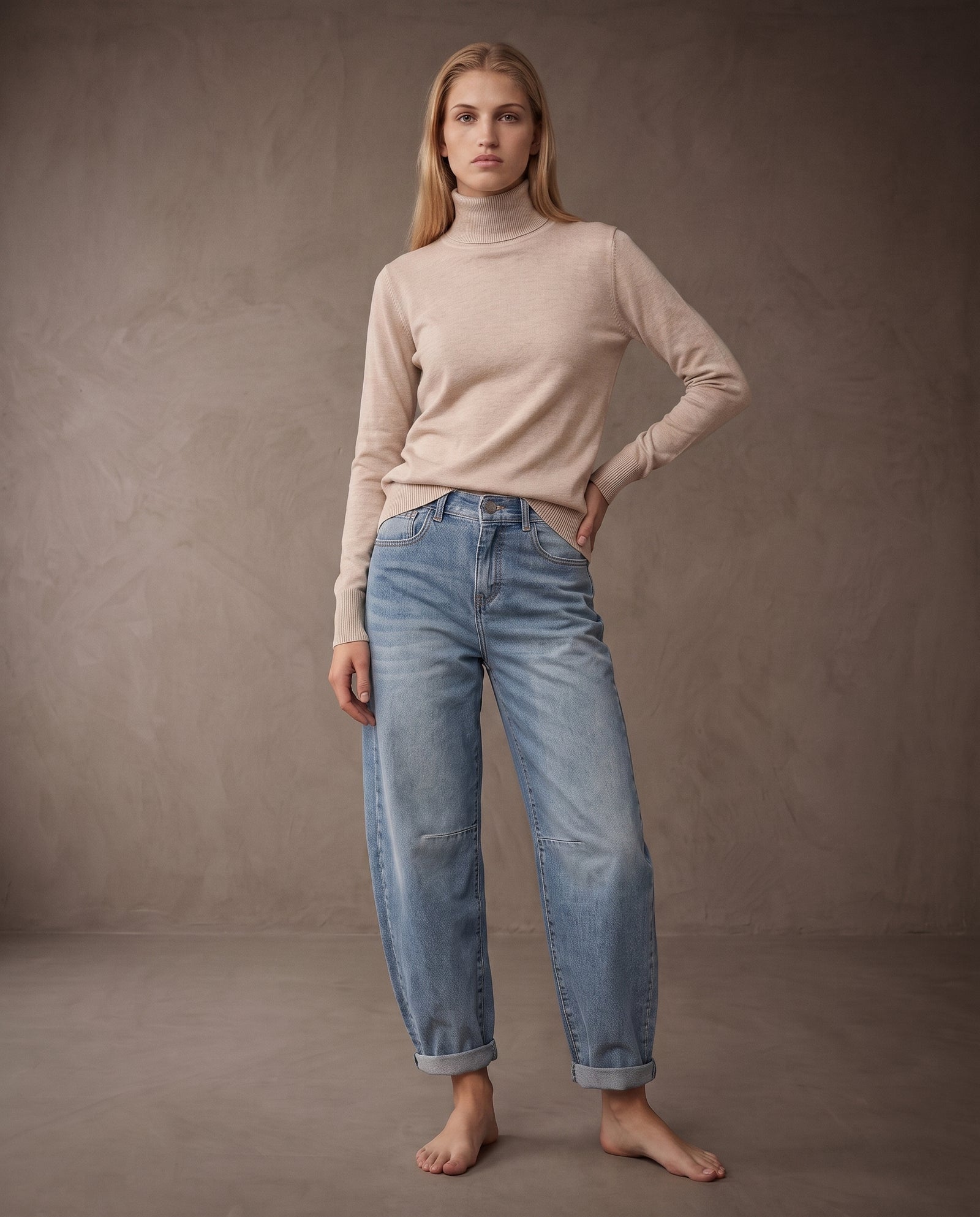 POLINA | Cashmere Enriched Roll Neck | Beige