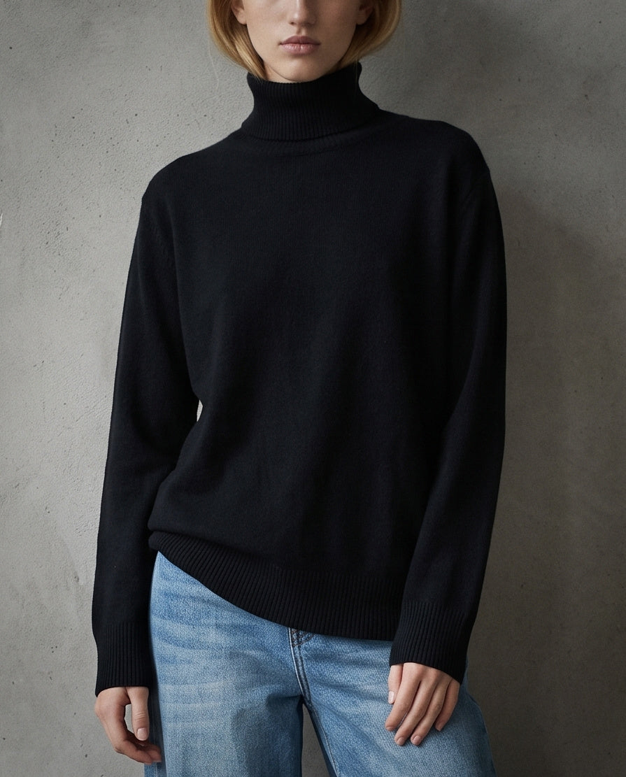 POLINA | Cashmere Enriched Roll Neck | Black