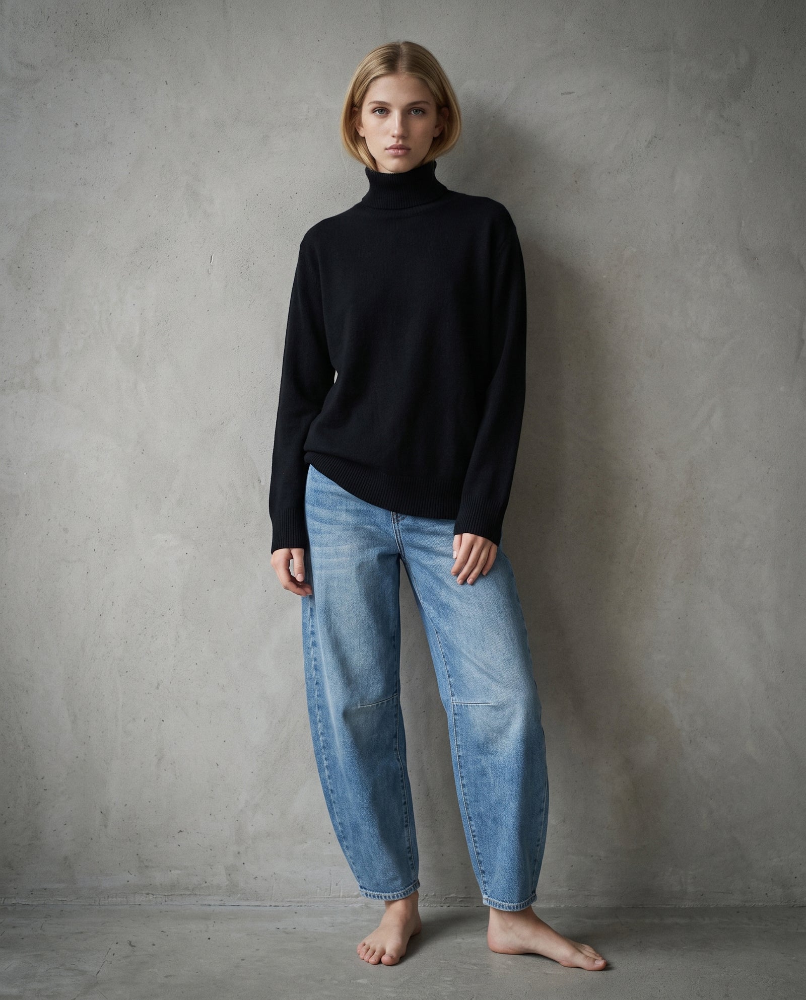 POLINA | Cashmere Enriched Roll Neck | Black