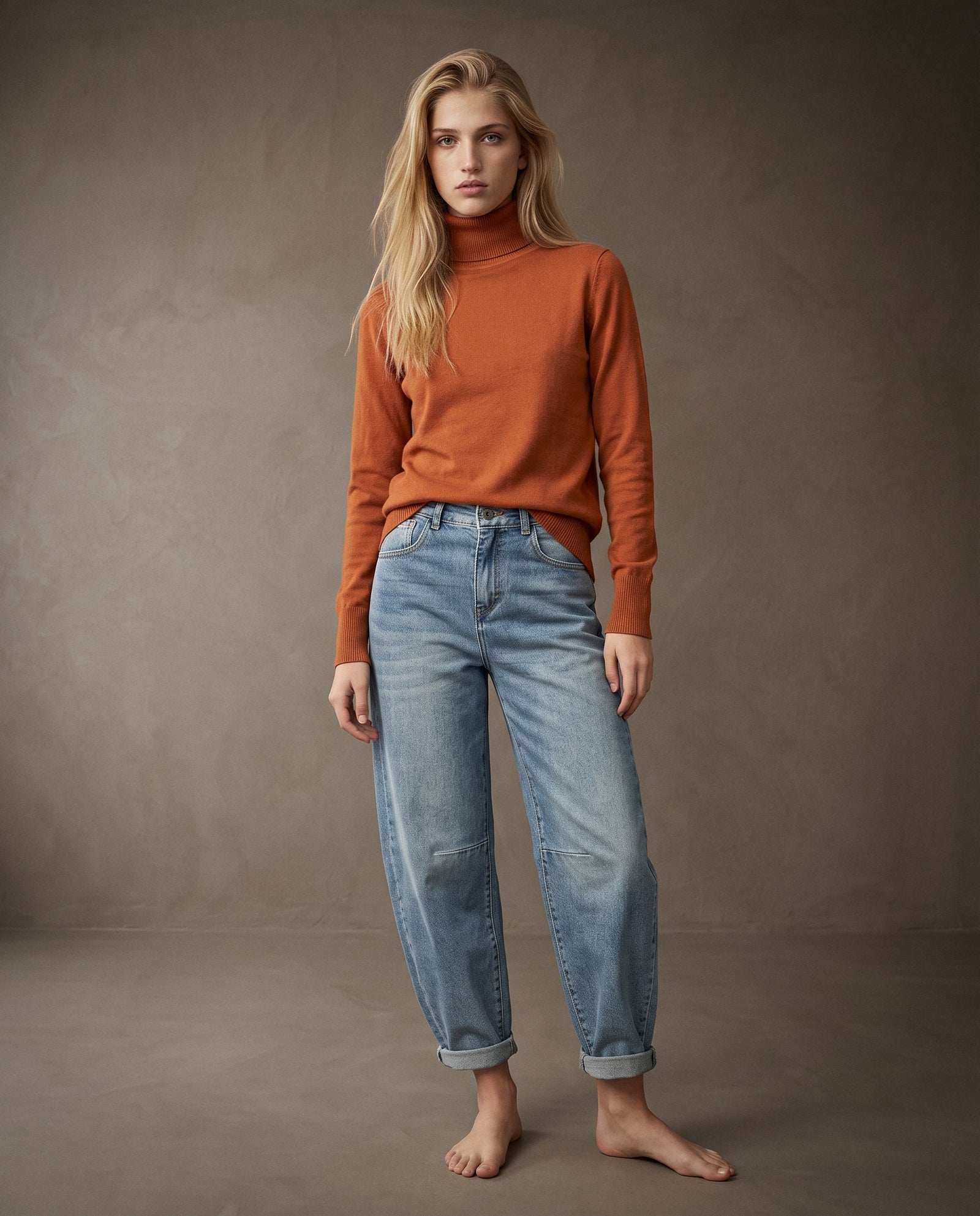 POLINA | Cashmere Enriched Roll Neck | Chestnut