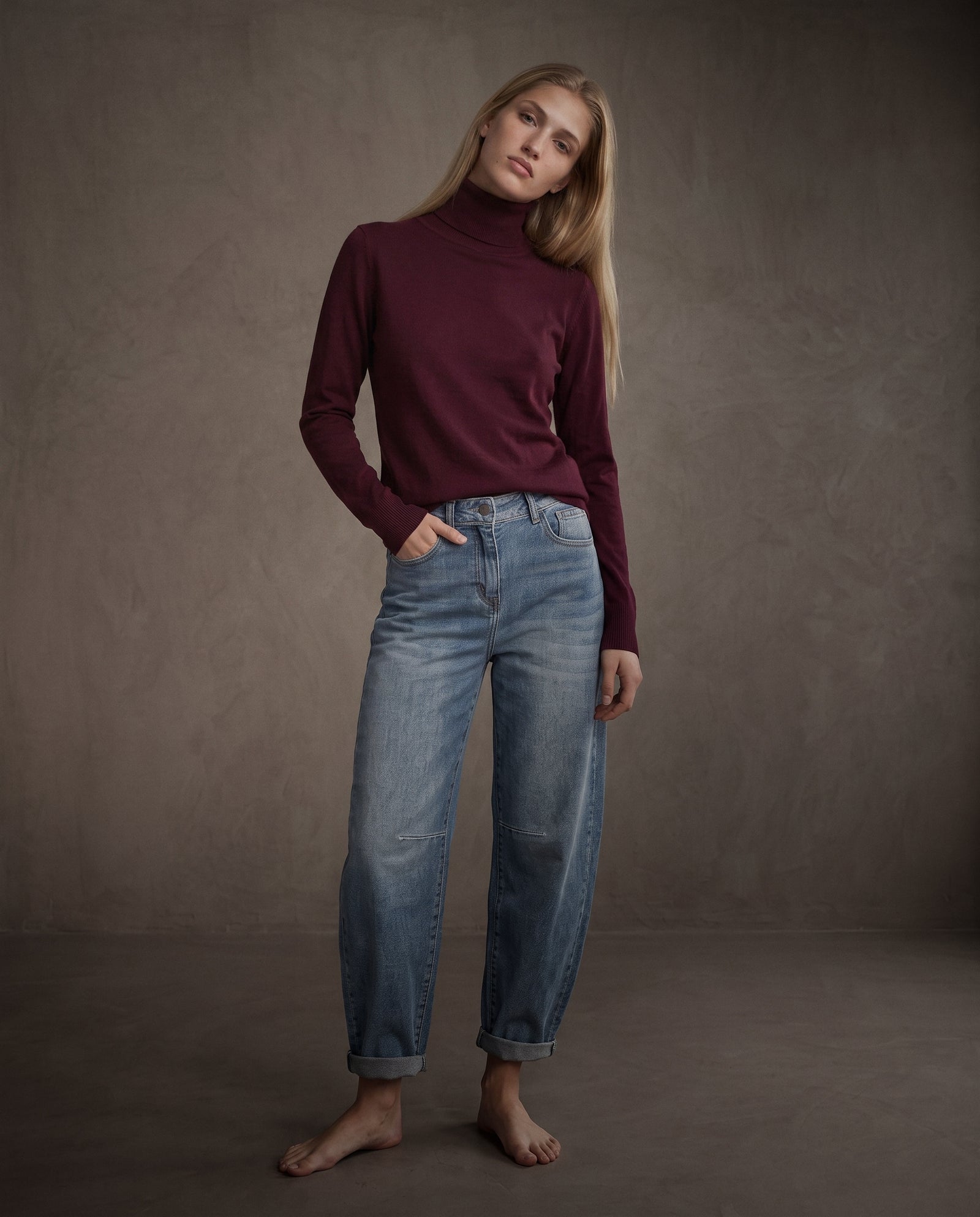 POLINA | Cashmere Enriched Roll Neck | Fig