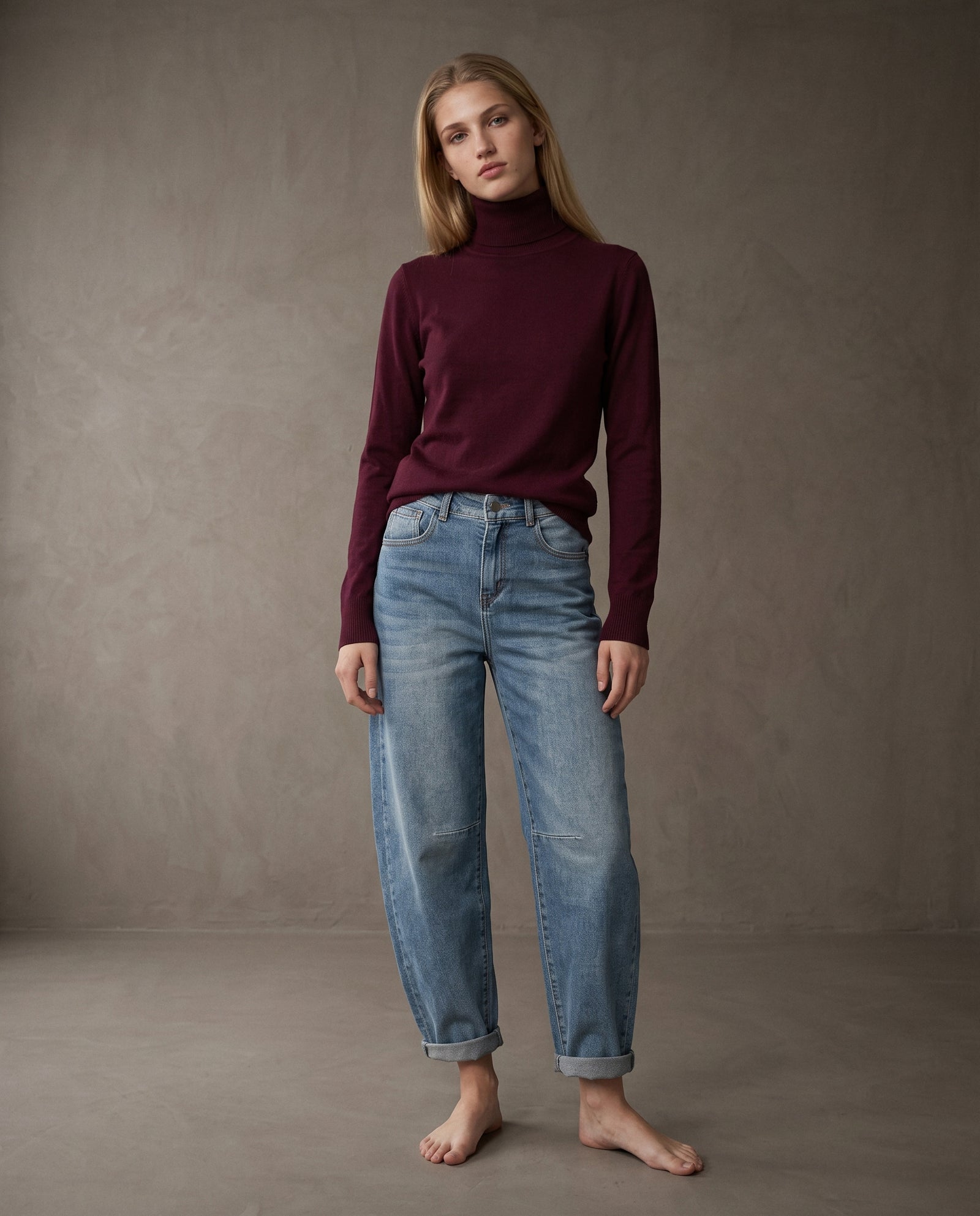 POLINA | Cashmere Enriched Roll Neck | Fig