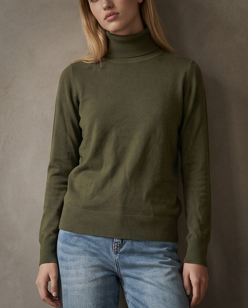 POLINA | Cashmere Enriched Roll Neck | Forest