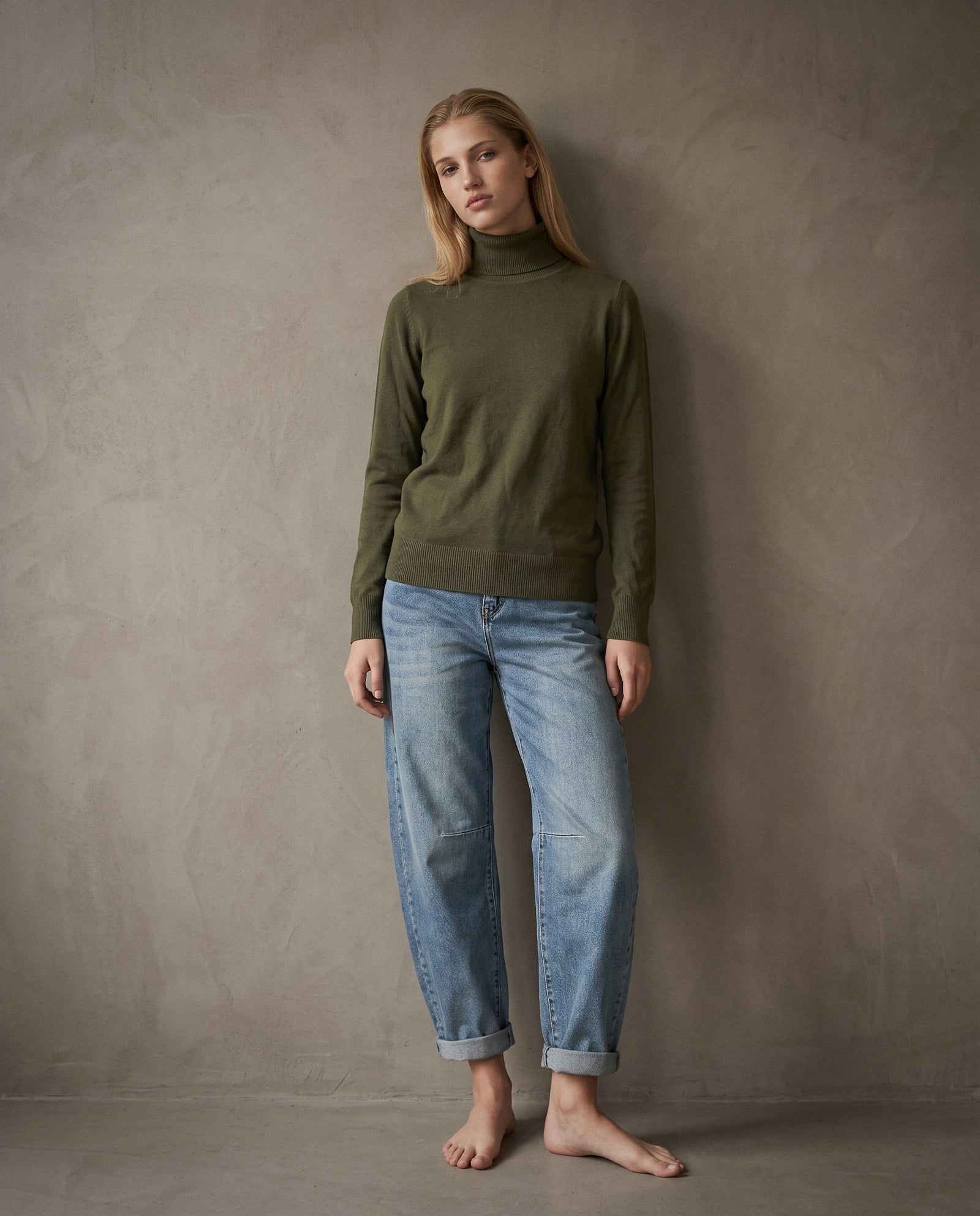 POLINA | Cashmere Enriched Roll Neck | Forest