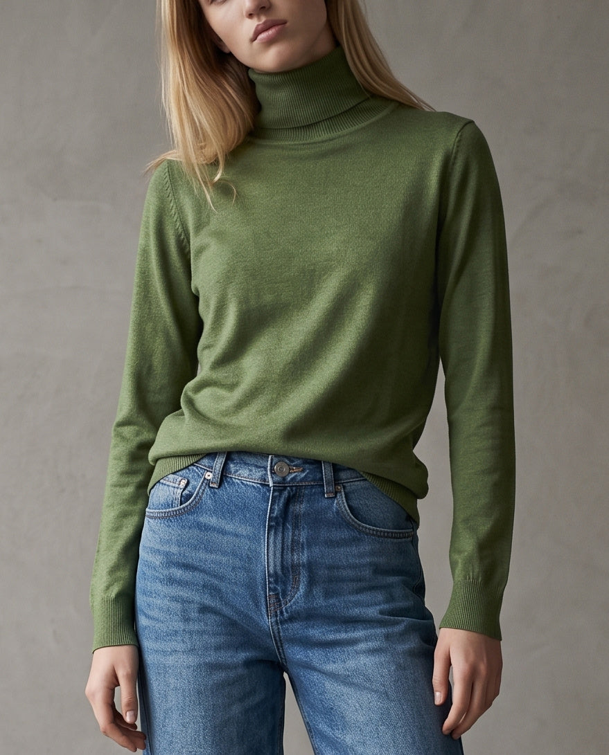 POLINA | Cashmere Enriched Roll Neck | Green