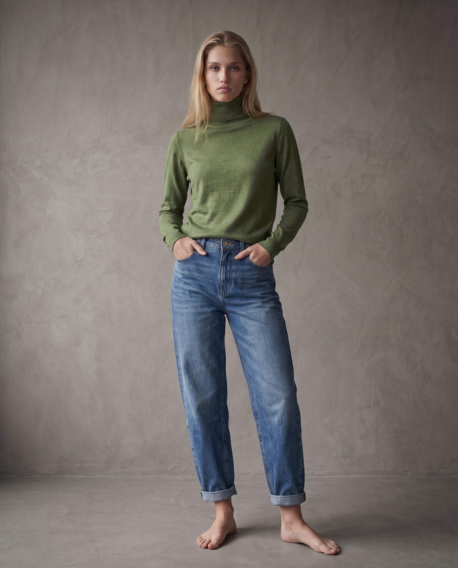 POLINA | Cashmere Enriched Roll Neck | Green