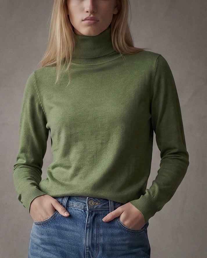 POLINA | Cashmere Enriched Roll Neck | Green