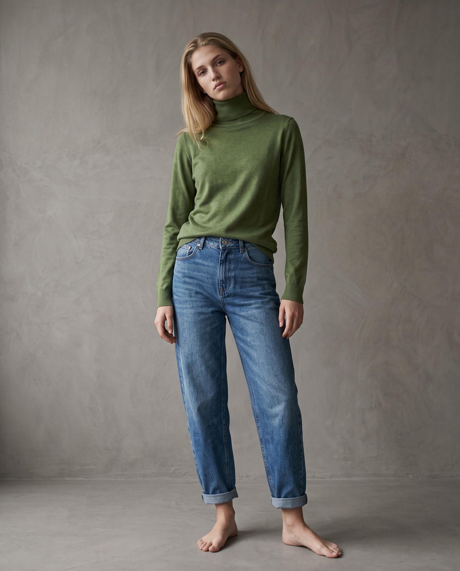 POLINA | Cashmere Enriched Roll Neck | Green
