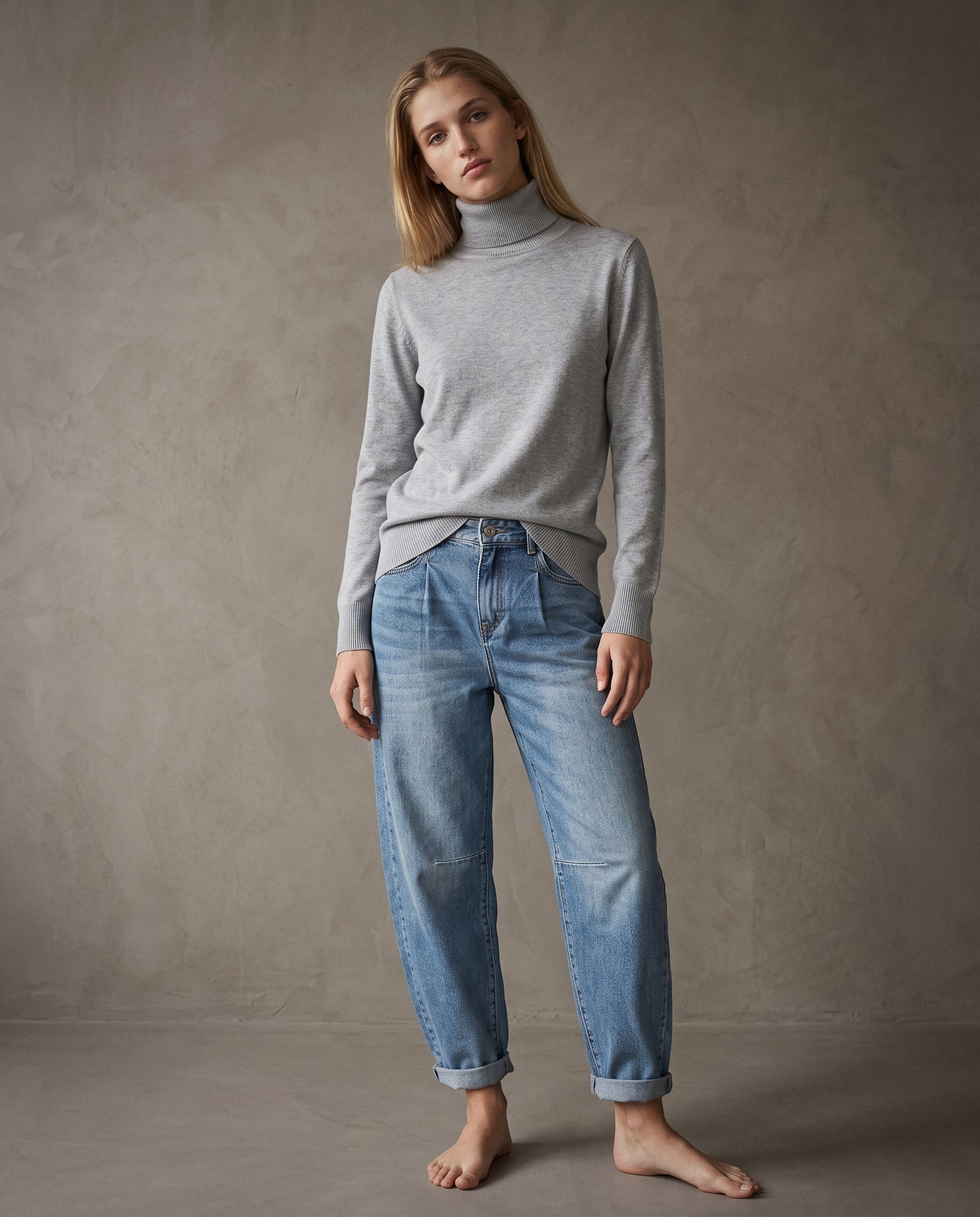 POLINA | Cashmere Enriched Roll Neck | Grey