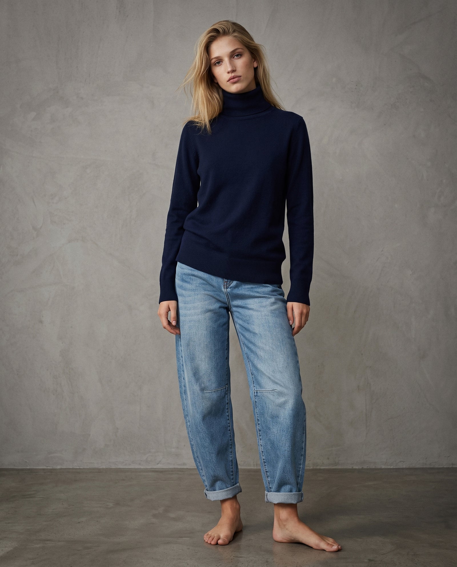 POLINA | Cashmere Enriched Roll Neck | Navy
