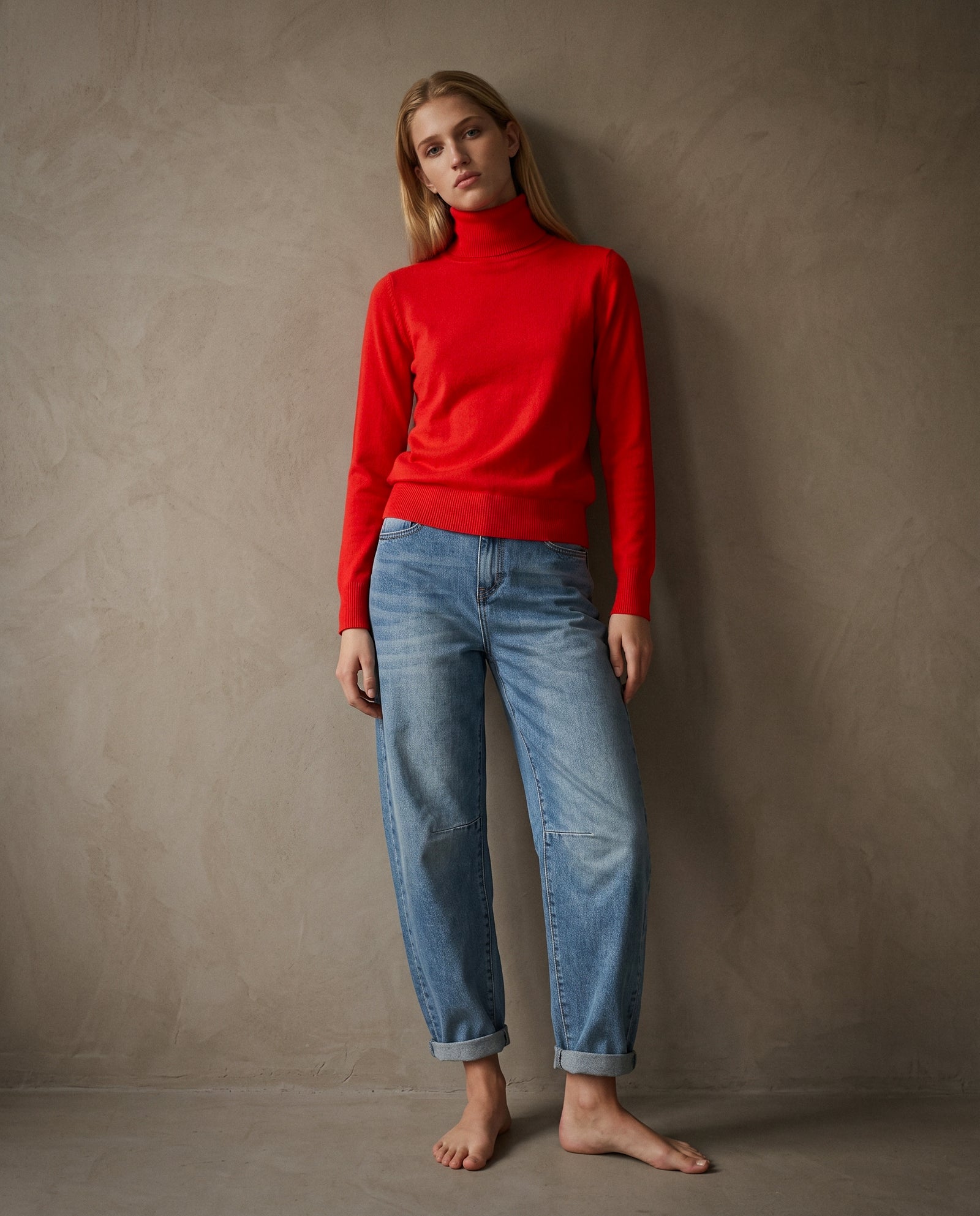 POLINA | Cashmere Enriched Roll Neck | Orange