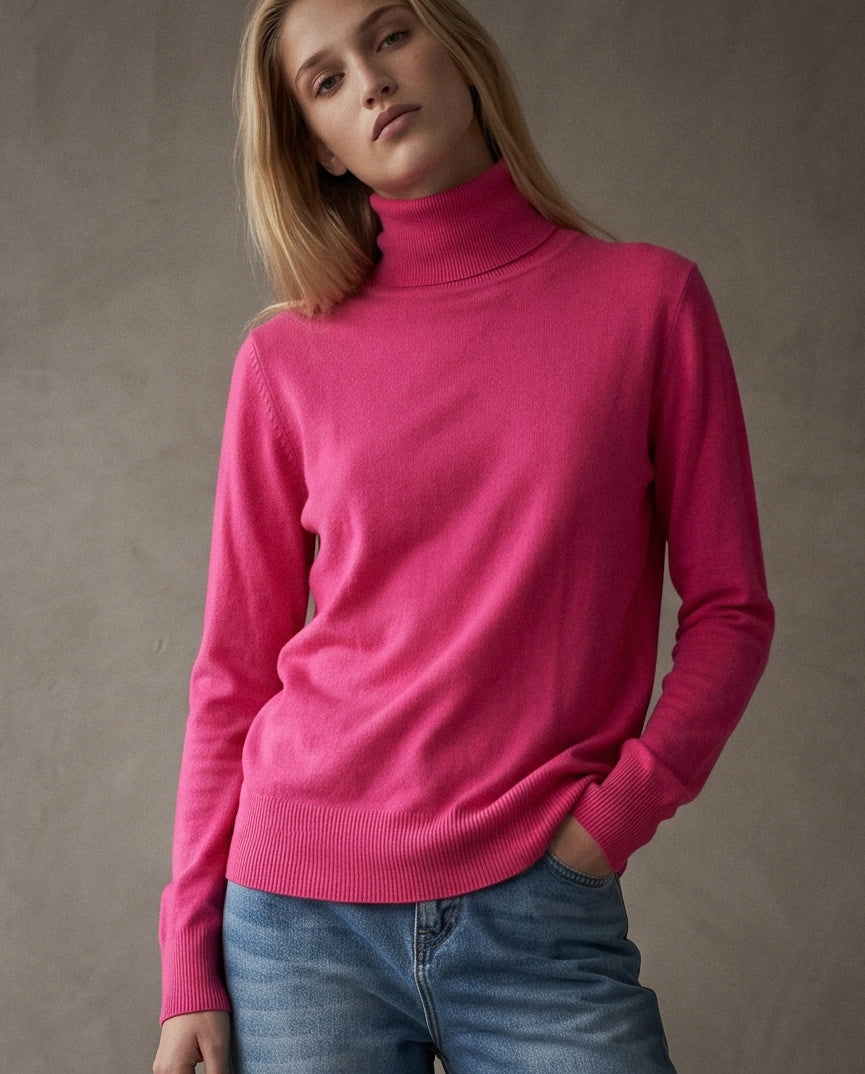 POLINA | Cashmere Enriched Roll Neck | Pink