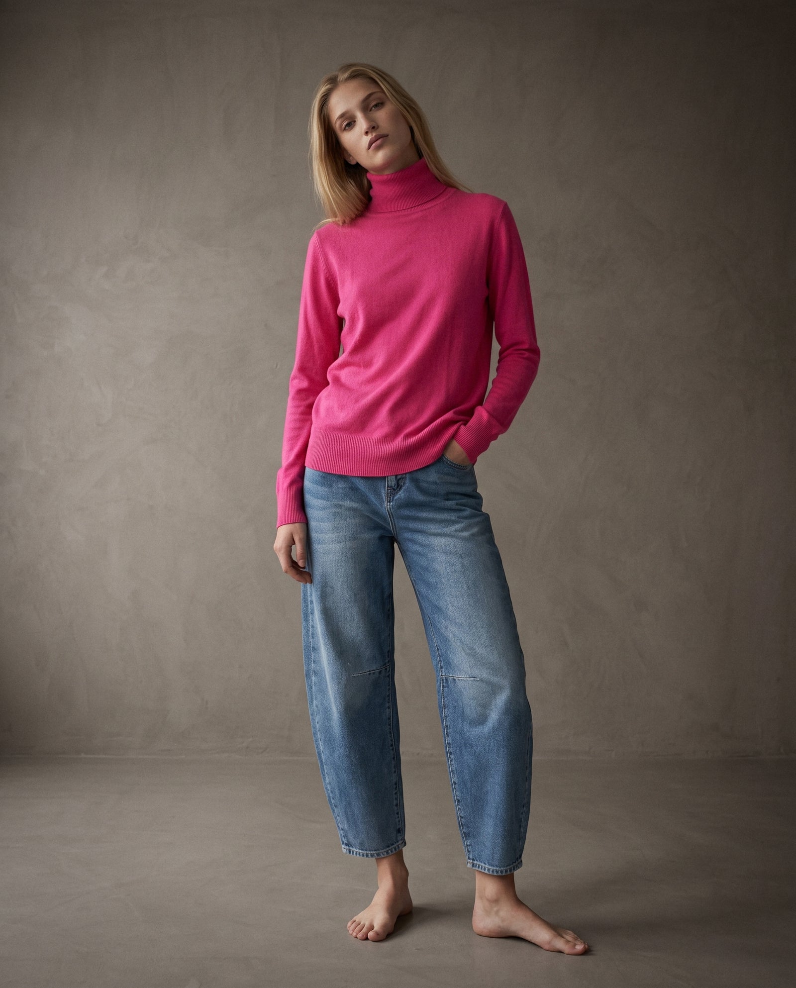 POLINA | Cashmere Enriched Roll Neck | Pink