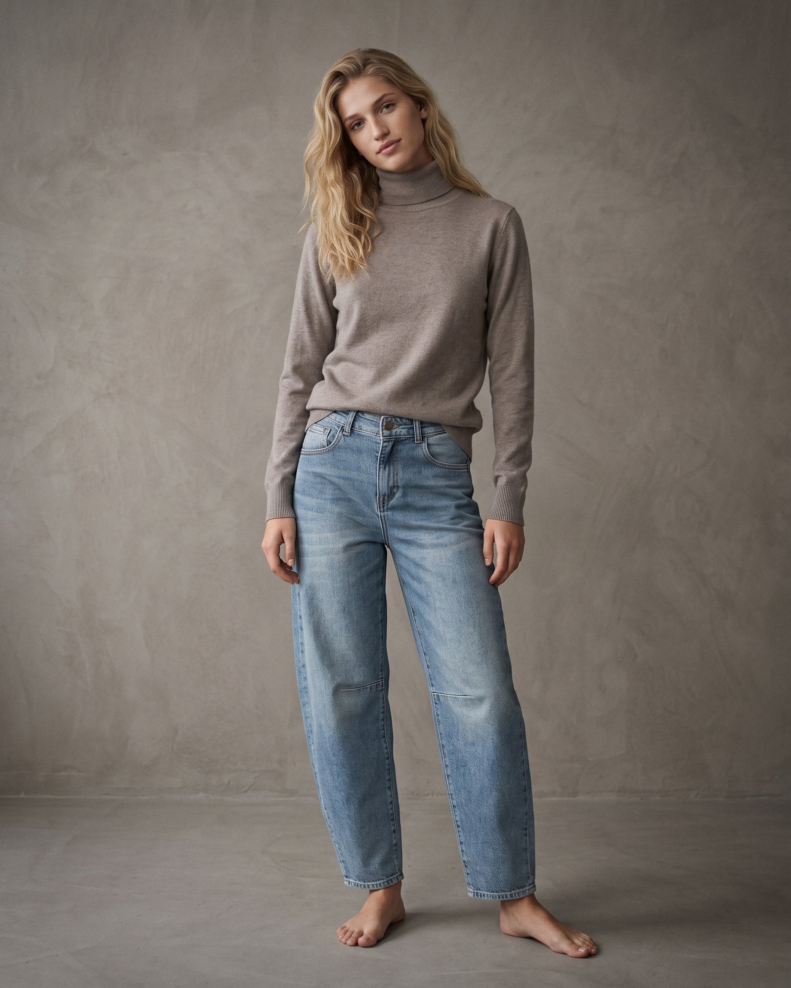 POLINA | Cashmere Enriched Roll Neck | Taupe