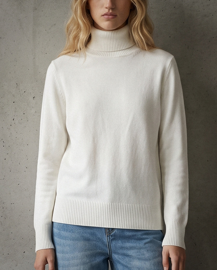 POLINA | Cashmere Enriched Roll Neck | White