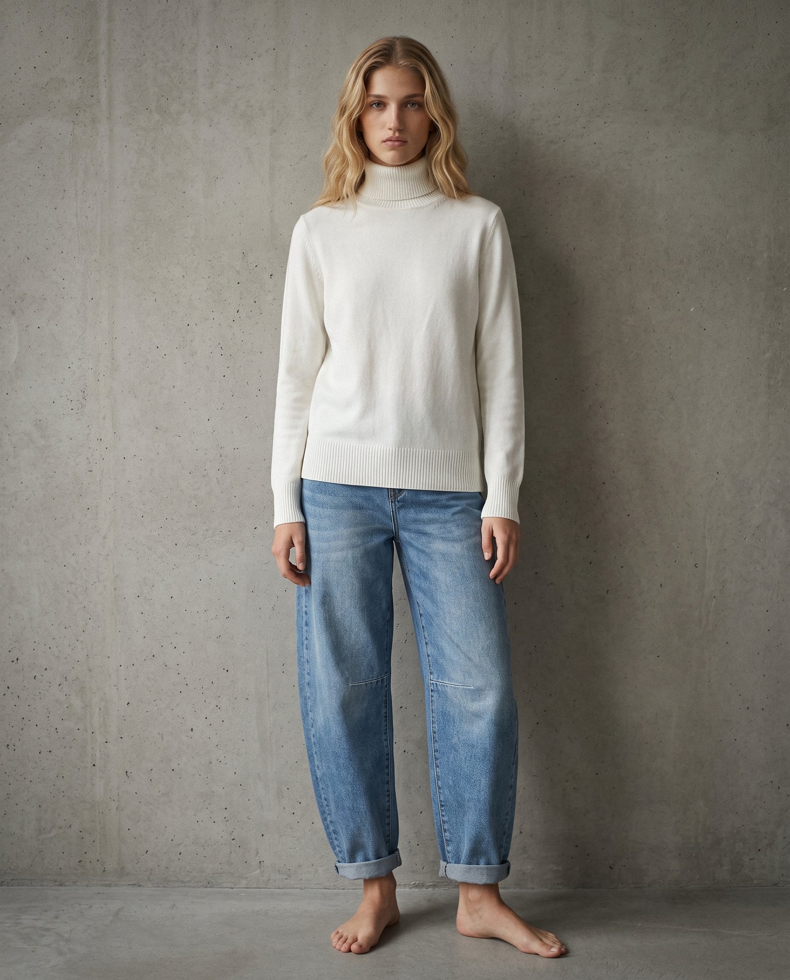 POLINA | Cashmere Enriched Roll Neck | White