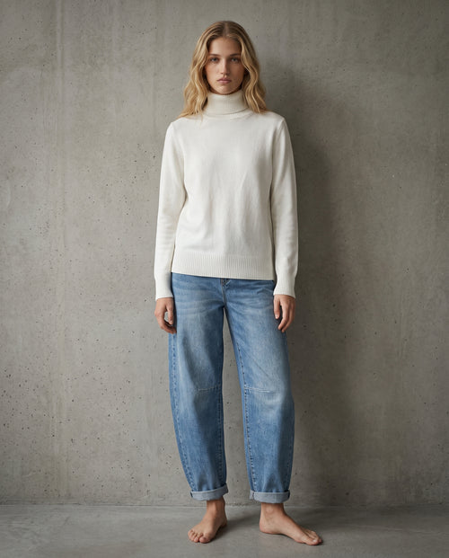 POLINA | Cashmere Enriched Roll Neck | White