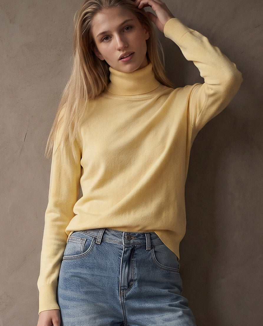 POLINA | Cashmere Enriched Roll Neck | Yellow