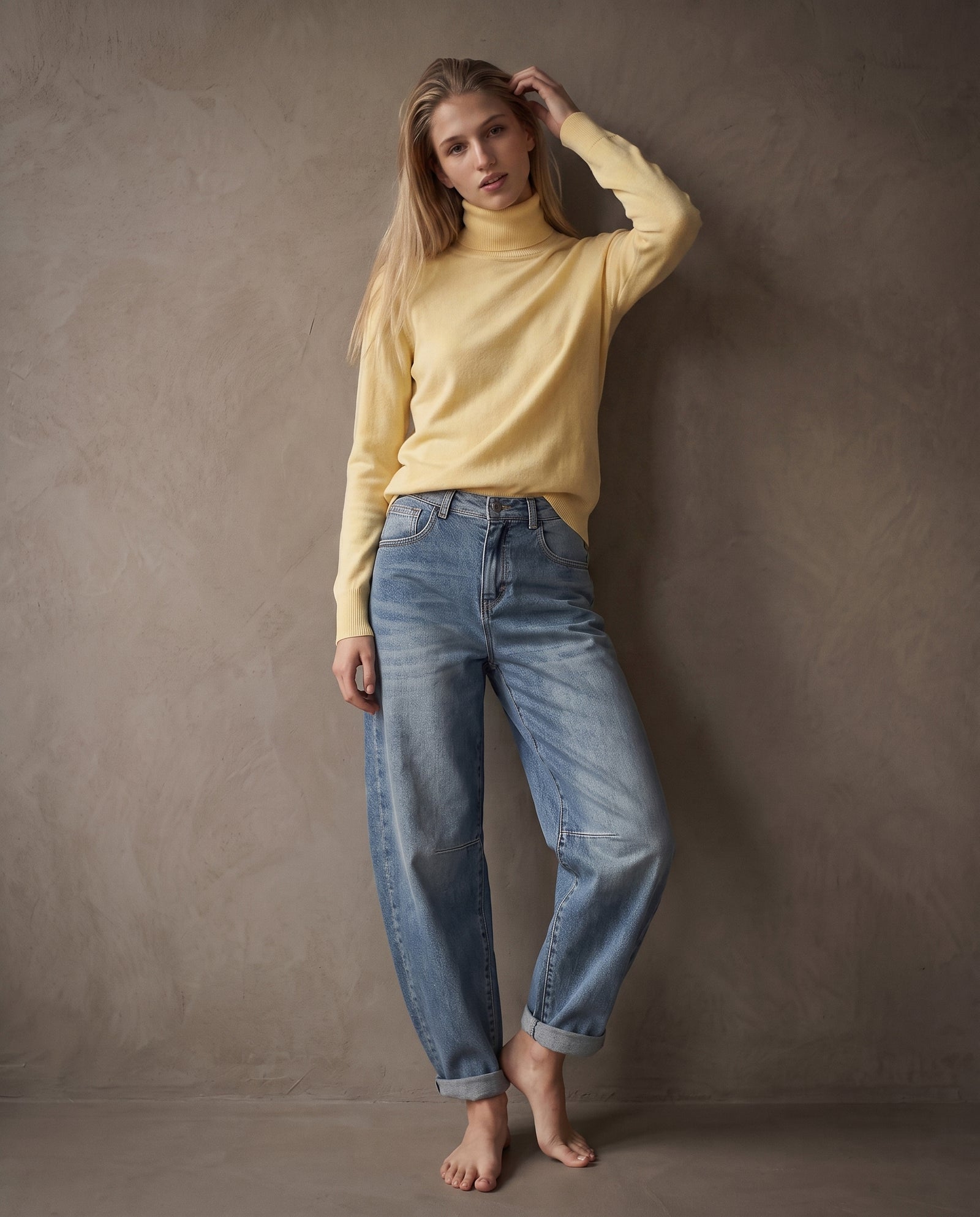 POLINA | Cashmere Enriched Roll Neck | Yellow