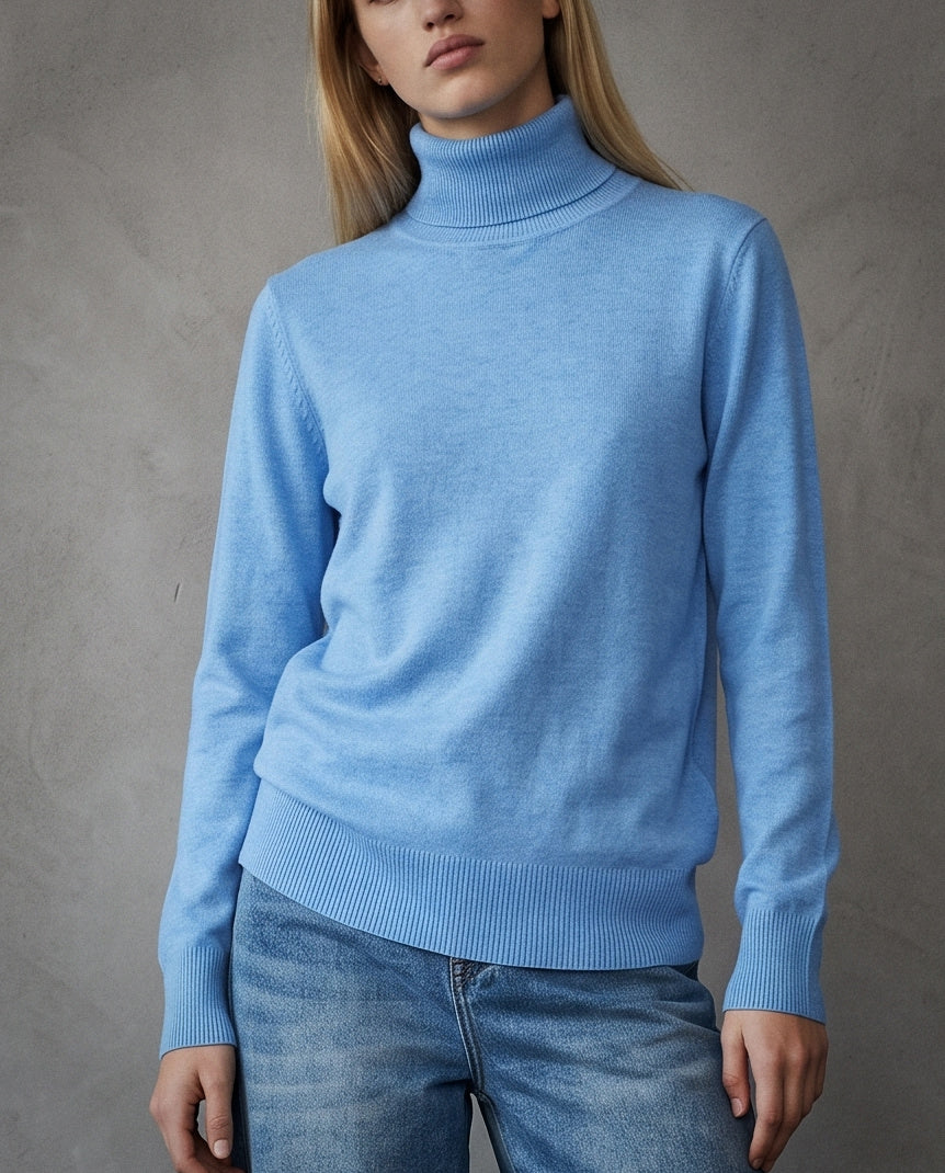 POLINA | Cashmere Enriched Roll Neck | Blue