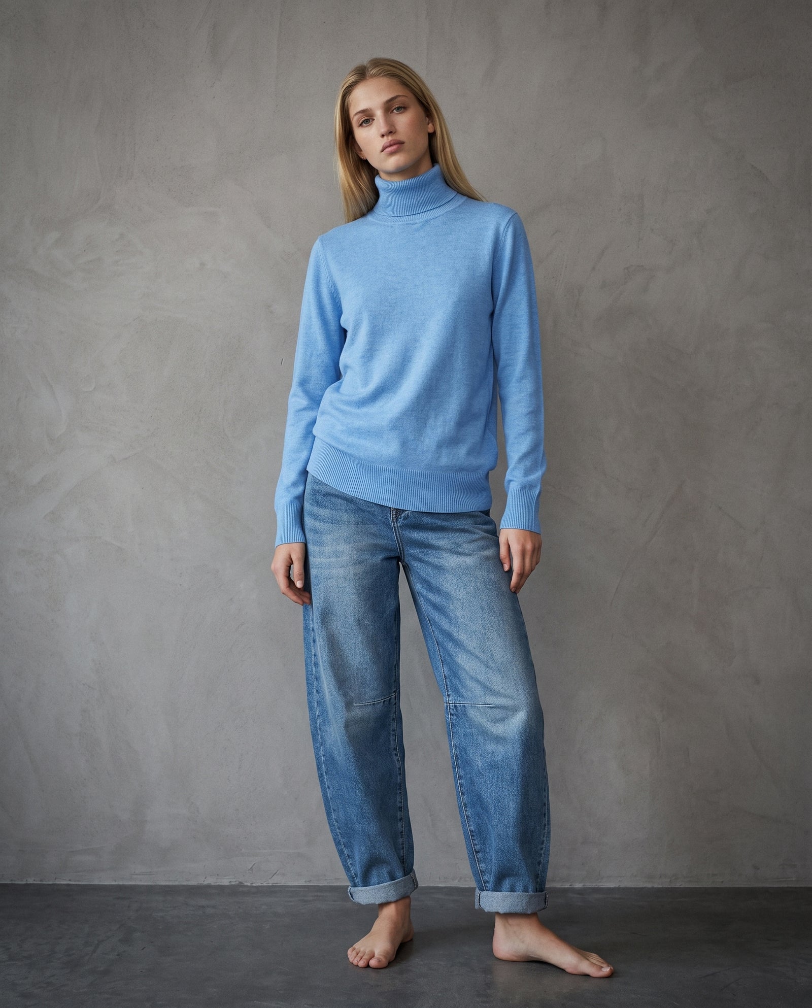 POLINA | Cashmere Enriched Roll Neck | Blue