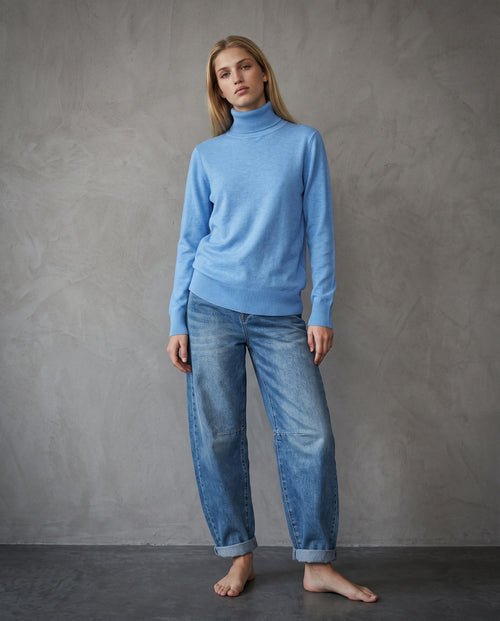 POLINA | Cashmere Enriched Roll Neck | Blue