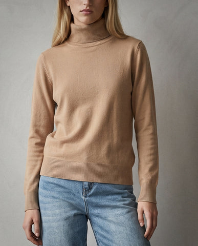POLINA | Cashmere Enriched Roll Neck | Beige