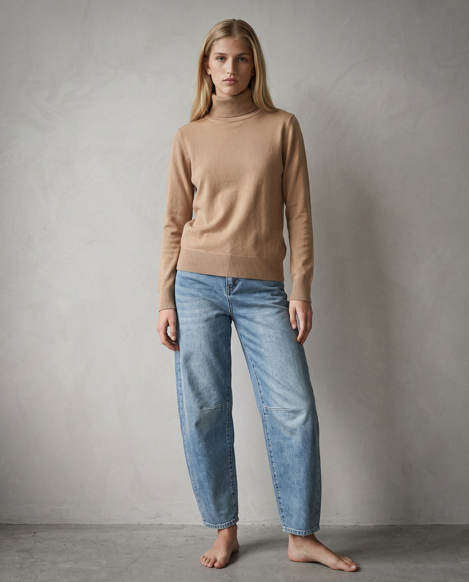 POLINA | Cashmere Enriched Roll Neck | Caramel