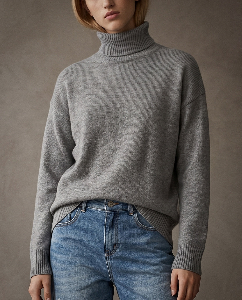 POLINA | Cashmere Enriched Roll Neck | Dark Grey
