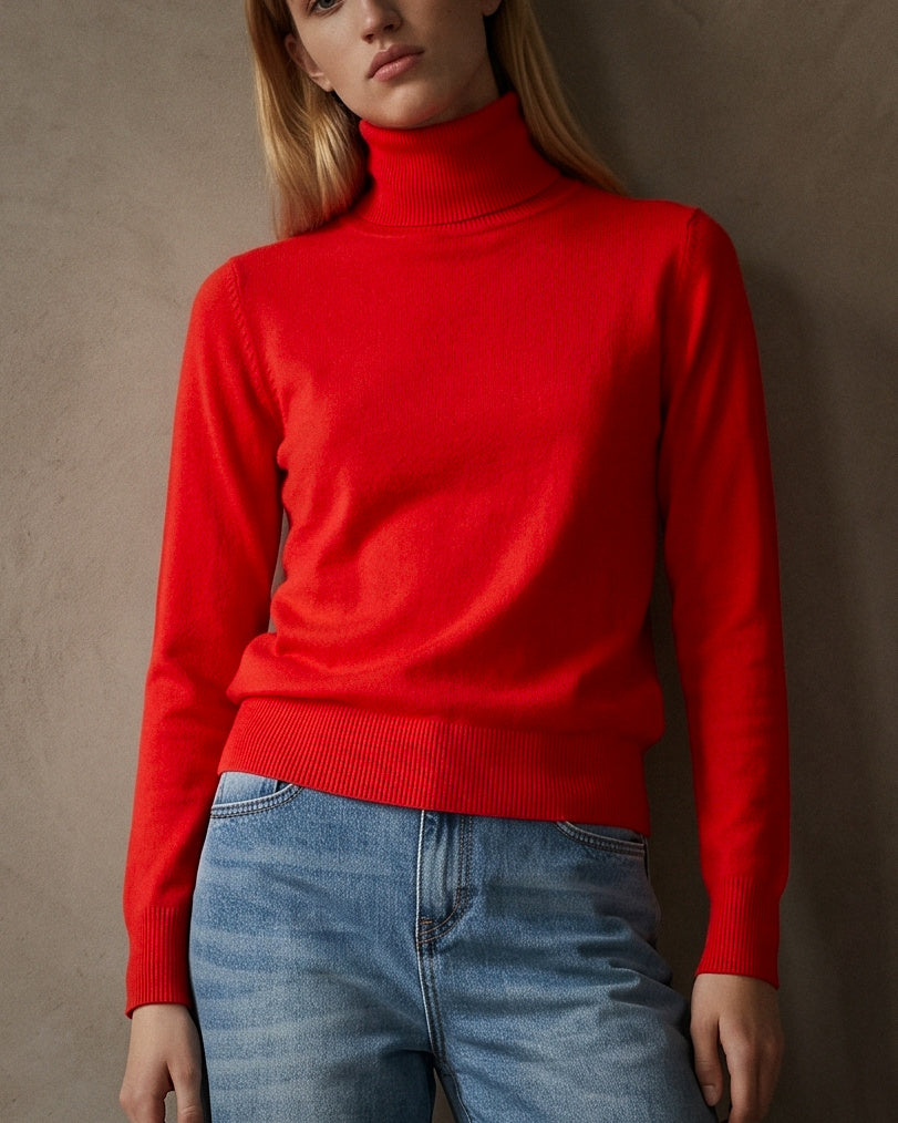 POLINA | Cashmere Enriched Roll Neck | Orange