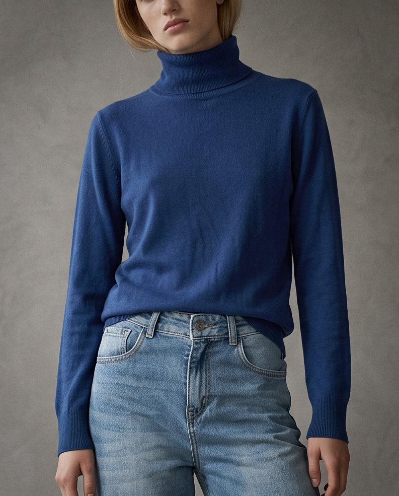 POLINA | Cashmere Enriched Roll Neck | Petrol