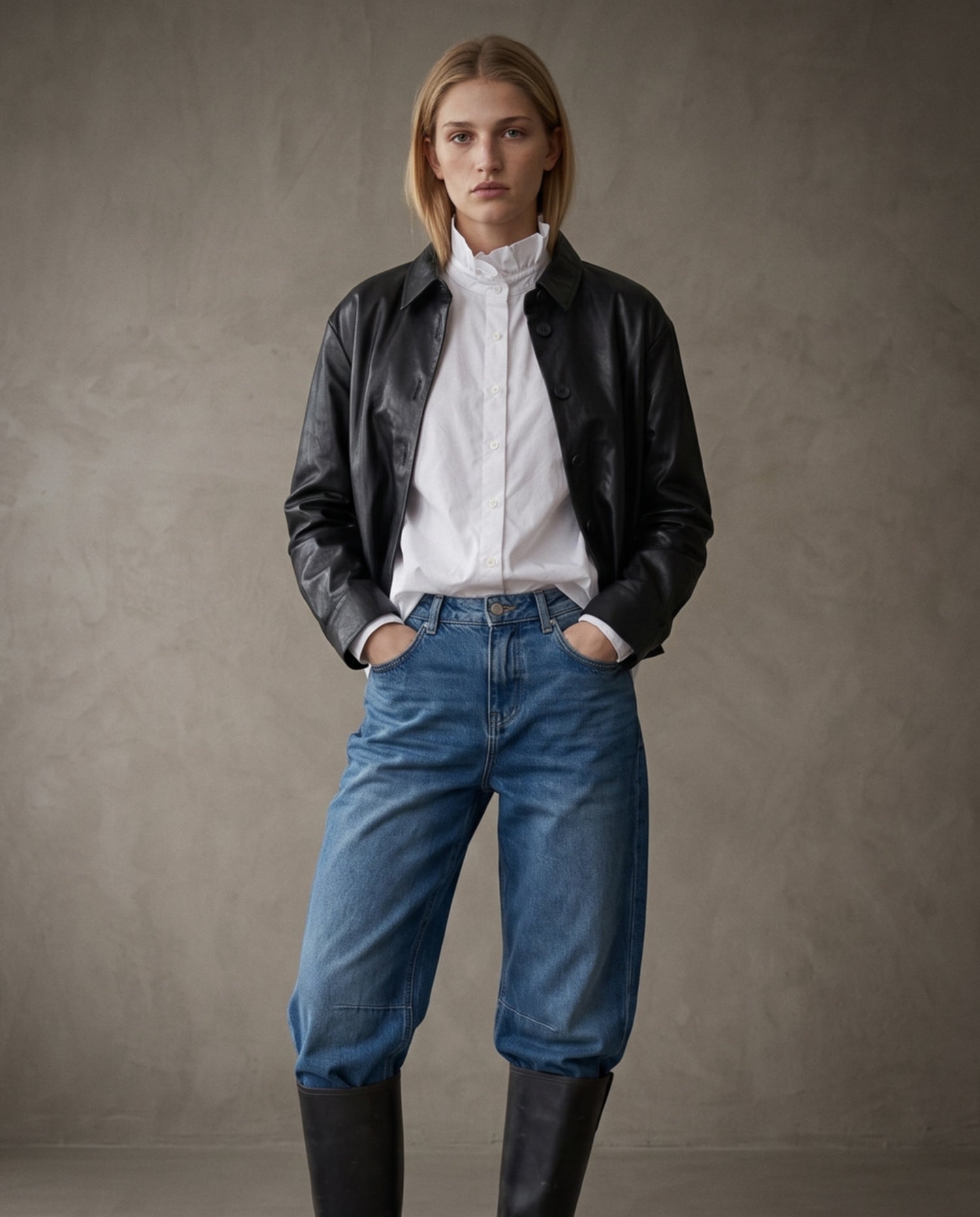 OLISSA | Shiny Leatherette Jacket | Black
