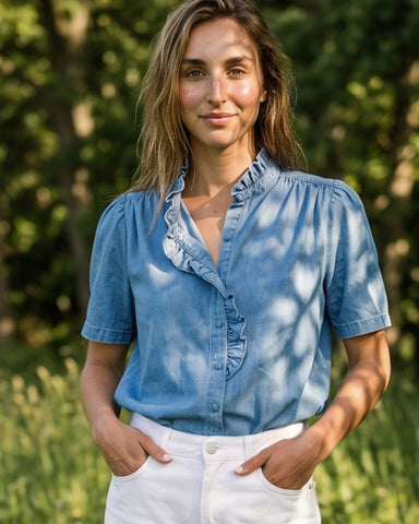 AMALIA | Ruffle Collar Studio Shirt | White