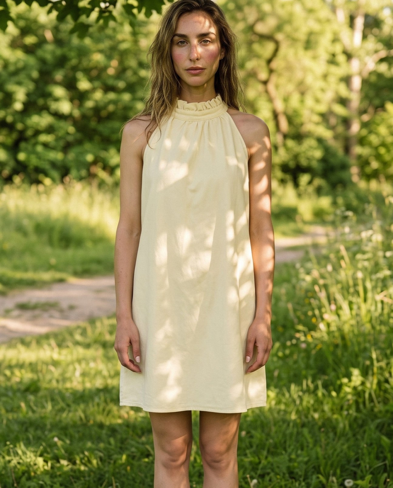 Faria | Ruffle Collar Dress | Pale Yellow