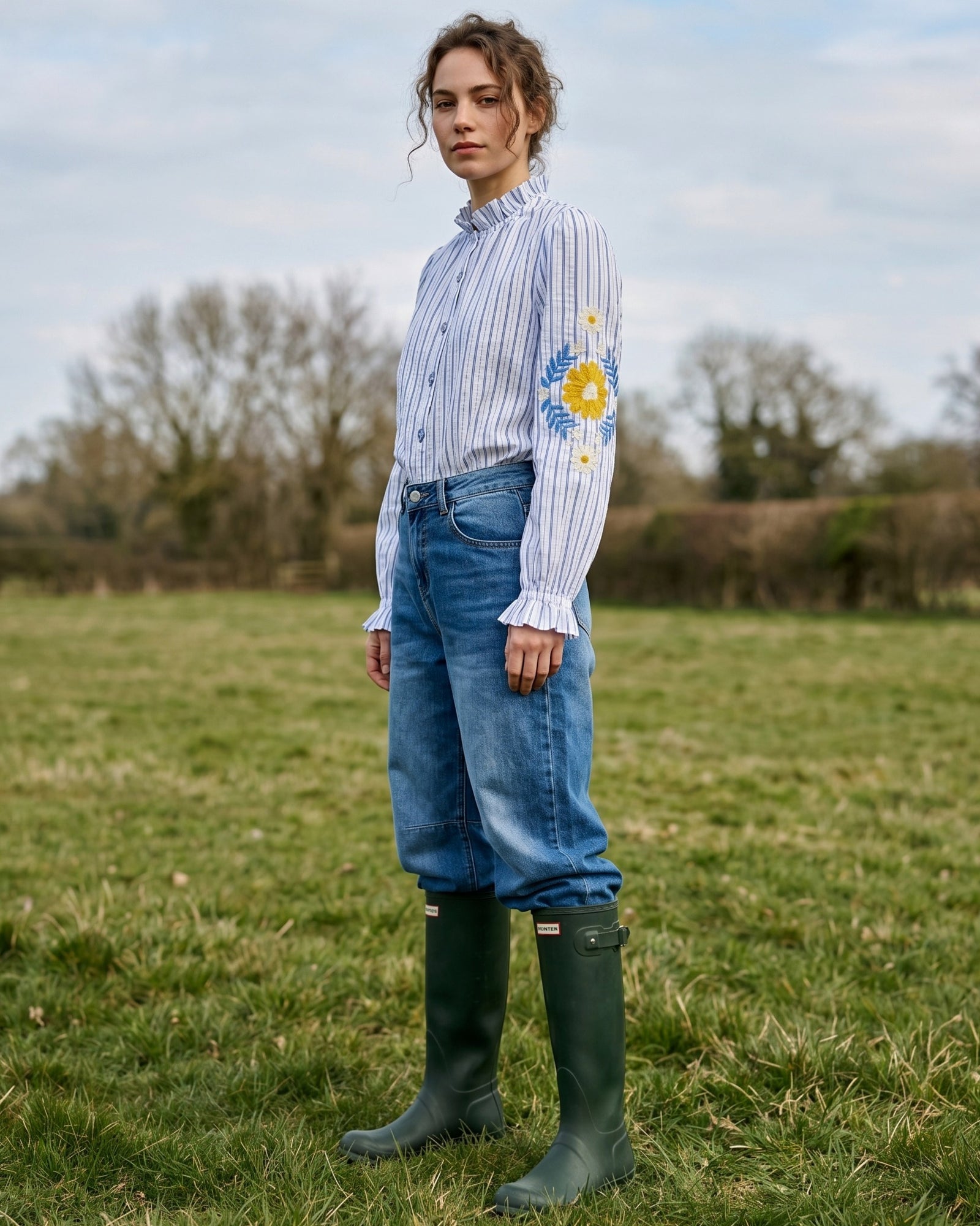 OFRA | Ruffle Collar Tunic | Blue Stripes