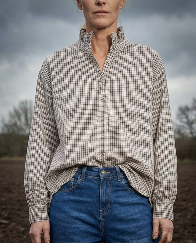 MIRI | Ruffle Collar Shirt in Country Check | Small Check