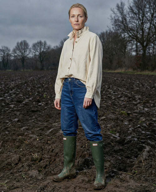 SHIRI | Ruffle Collar Overshirt | Ecru