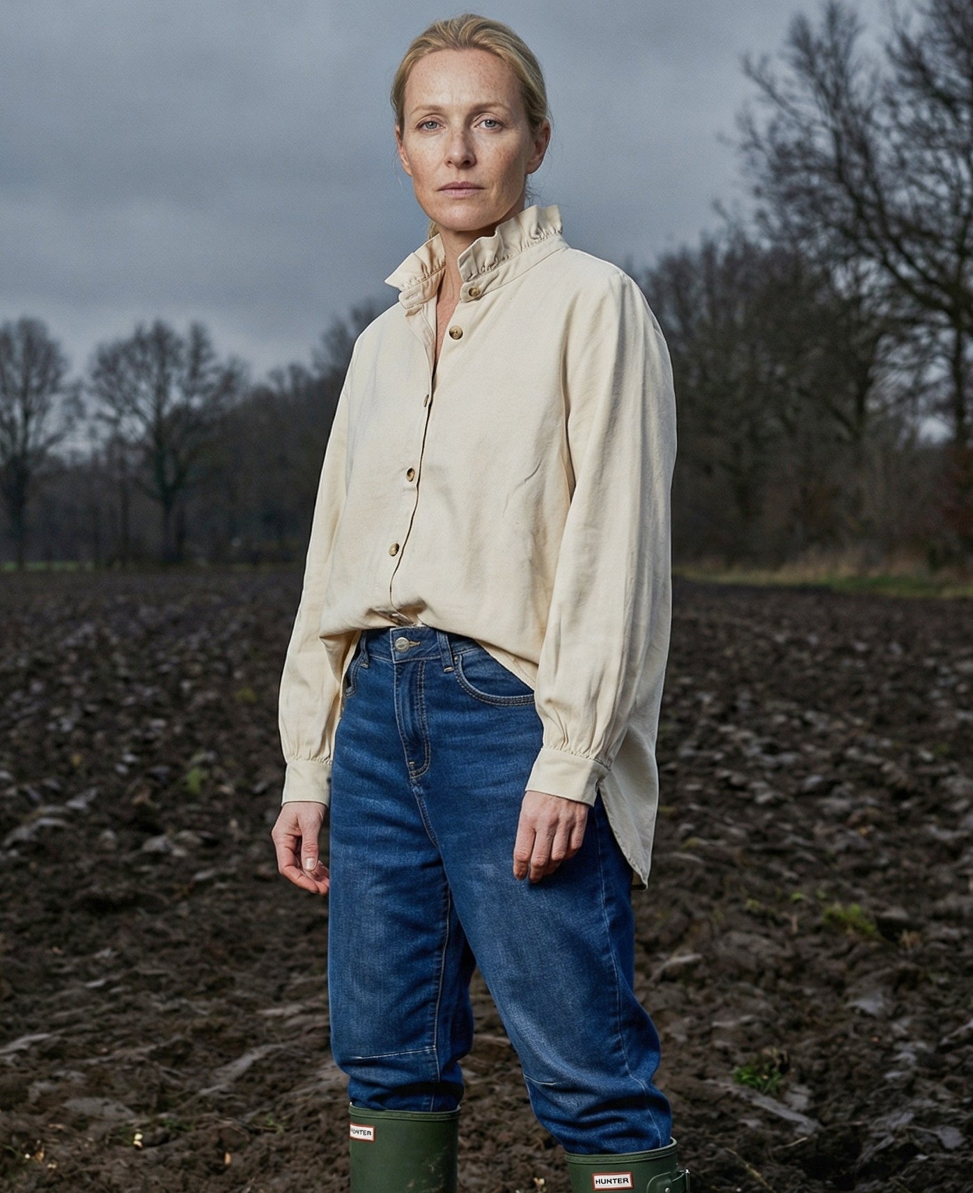 SHIRI | Ruffle Collar Overshirt | Ecru