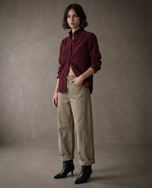 EDEN | Ruffle Collar Shirt | Burgundy