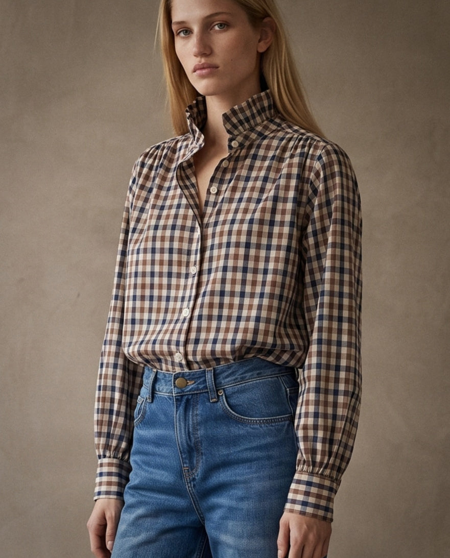 MIKA | Ruffle Collar Shirt | Check