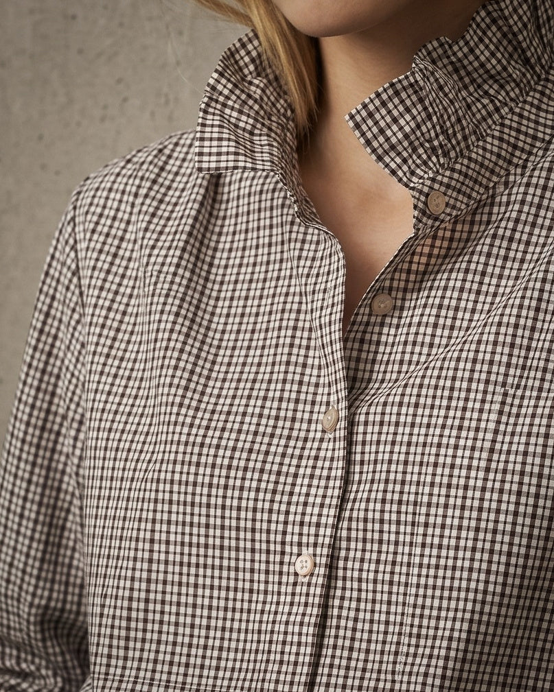 LILLIE | Ruffle Collar Shirt | Check