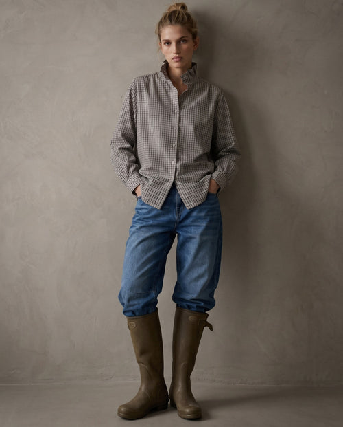 LILLIE | Ruffle Collar Shirt | Check