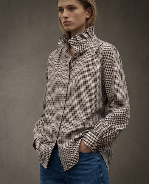 LILLIE | Ruffle Collar Shirt | Check